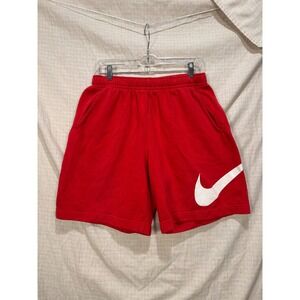 Nike Mens Red Fleece Shorts Big Swoosh Logo Sportswear Size L #2180